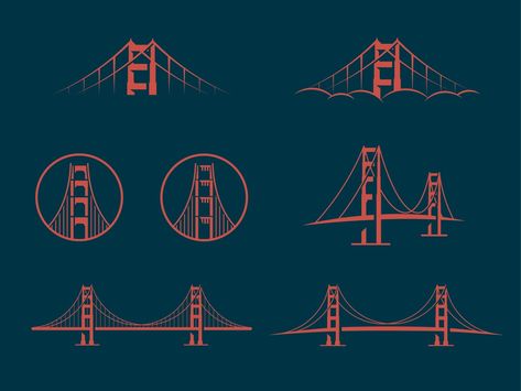 Golden Gate Bridge Drawing, Golden Gate Bridge Tattoo, Builders Logo, Golden Gate Bridge Art, Bridge Tattoo, Bridge Drawing, Golden Bridge, Soccer Logo, Just Eat