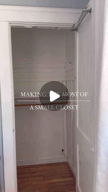 Greer Gagnier on Instagram: "If you have a house like ours that was built a hundred years ago with small closets, you know it can be a struggle to find ways to maximize and modernize the space.   This isn’t one of those enormous walk in custom closet makeovers (although I wish it was), but I wanted to share a very easy and affordable way that you can make small changes and maximize a tiny closet.   #closetmakeover #closetorganization #beforeandafter #smallspaceliving #smallhomestyle" Small Bedroom To Closet Conversion, Tiny Walking Closet, Small Reach In Closet Makeover, Tiny Bedroom Closet Ideas, Narrow Deep Closet Ideas, Small Bedroom Walk In Closet Ideas, Bedroom Small Closet Ideas, Closet Renovation Ideas Small, Small Shoe Closet Ideas