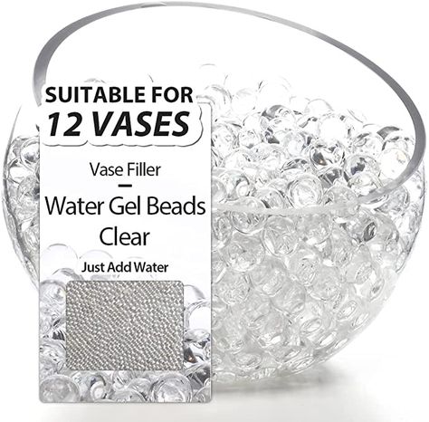 NOTCHIS 40,000 Clear Big Water Gel Beads Vase Fillers Floral Beads, Water Gel Beads Vase Filler for Christmas, Wedding Centerpiece, Candles, Floral Decorations Birthday Centerpiece Ideas, Water Gel Beads, Winter Table Centerpieces, Jelly Balls, Floating Centerpieces, Diy Floating Candles, Wedding Table Layouts, Floating Decorations, Pearl Candle