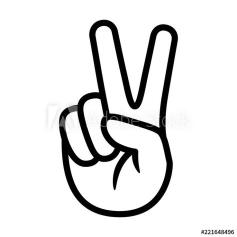 Line Art, Icon For Apps, Peace Sign Hand, Hand Gesture, Line Art Vector, Vector Icons, Peace Gesture, Victorious, Stock Vector