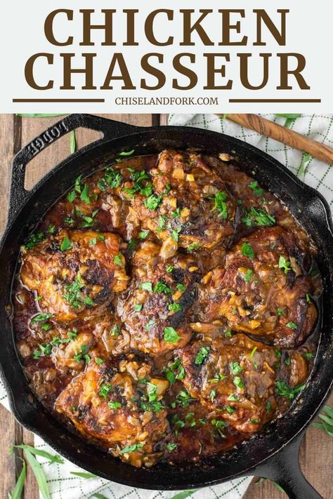 Chicken Chasseur Recipe, Chicken Chasseur, Hunters Chicken, Chicken With Mushrooms, Food Hunter, One Pot Dinner, Turkey Dishes, French Cooking, Chicken Dishes Recipes