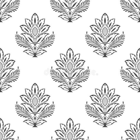 Traditional indian damask floral wallpaper stock illustration Floral Motifs Pattern Design, Traditional Motifs Design Indian, Indian Motifs Traditional, Traditional Motifs Design, Indian Prints And Patterns, Indian Embroidery Patterns, Indian Block Print Motifs, Traditional Indian Prints, Block Print Motifs