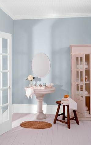 CUMBERLAND FOG Behr paint color. Using this for main color in Kitchen. With crisp white trim and cabinets. Behr Cumberland Fog, Spare Bedrooms, Laundry Room Colors, Behr Paint Colors, Interior Colors, Bathroom Color Schemes, Behr Paint, Bathroom Color, Powder Rooms