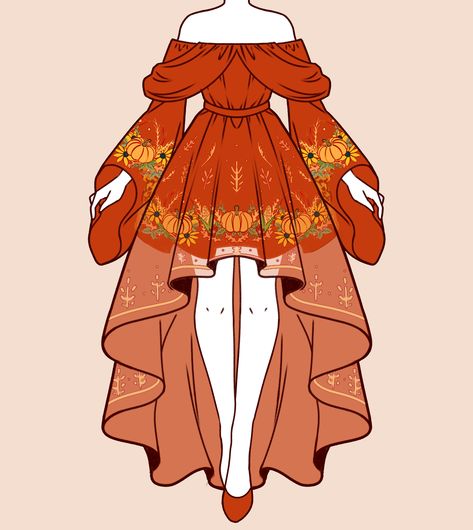 Autumn/fall harvest dress design Harvest Dress, Sketch Reference, Art Outfits, Dress Design Drawing, Clothing Design Sketches, Fashion Drawing Dresses, Drawing Anime Clothes, Dress Design Sketches, Autumn Harvest