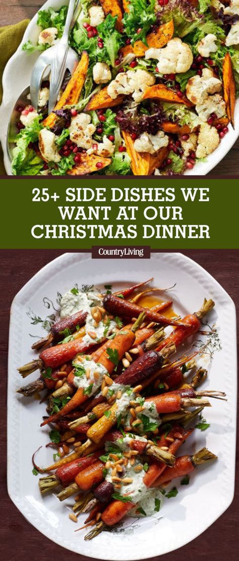 Save these Christmas side dishes for later by pinning this image, and follow Country Living on Pinterest for more. Christmas Vegetables Side Dishes, Christmas Dinner Side Dishes, Christmas Dinner Recipes Easy, Christmas Dinner Sides, Dinner Side Dish Recipes, Christmas Side Dish Recipes, Cold Side Dishes, Easy Christmas Dinner, Christmas Side