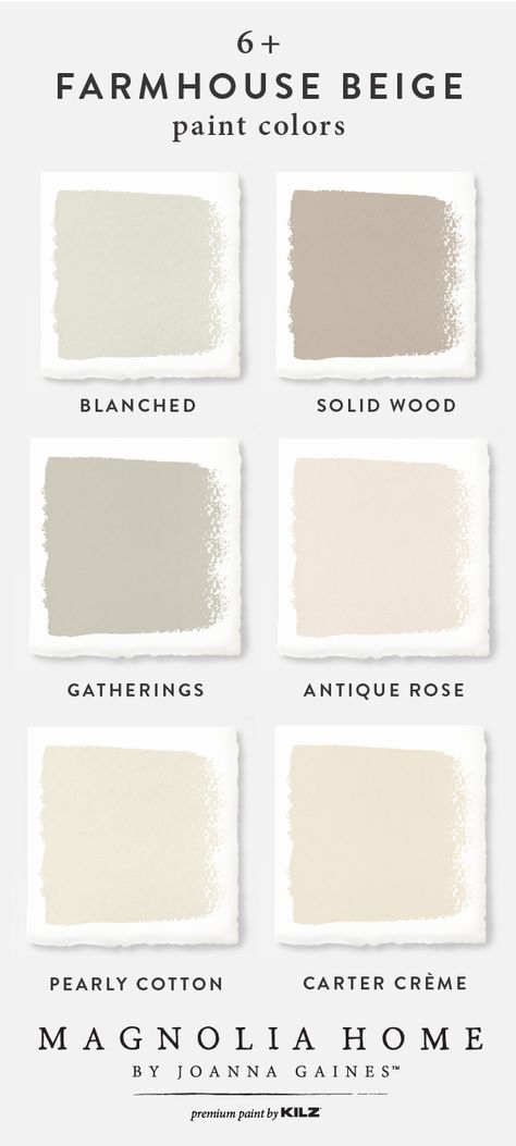 Joanna Gaines favorite beige farmhouse paint colors from Kilz. Joanna Gaines Paint Colors, Joanna Gaines Paint, Beige Paint Colors, Magnolia Paint, Beige Paint, Farmhouse Paint Colors, Farmhouse Paint, Perfect Paint Color, Neutral Paint Colors