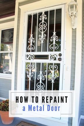 How to Repaint a Metal Storm Door... I really need to repaint ours!! Painted Screen Doors, Painting Metal Doors, Security Storm Doors, Wrought Iron Security Doors, Metal Screen Doors, Iron Security Doors, Old Door Knobs, Security Screen Door, Metal Front Door