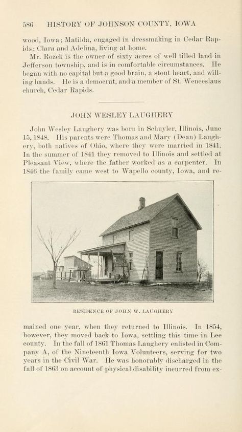 Leading events in Johnson County, Iowa, history - John Wesley Laughery Johnson County, John Wesley, Genealogy, Internet Archive, Iowa, The Borrowers, Free Download, Internet, House Styles