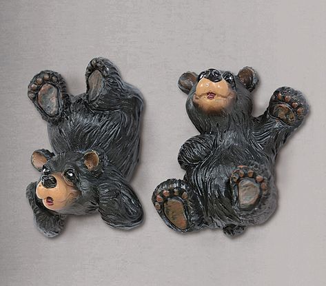 Black Bear Cub Magnets - Set of 2 Rustic Kitchen Cabinet Hardware, Cabin Kitchen Decor, Black Bear Decor, Antler Lights, Ski Lodge Decor, Black Bear Cub, Moose Decor, Bear Cabin, Black Forest Decor