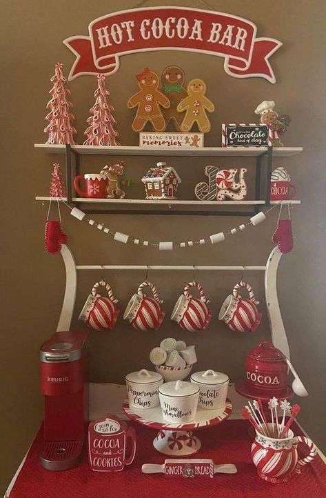 Gingerbread Themed Christmas Decor, Gingerbread Themed Christmas, Hot Cocoa Bar Christmas, Cabinet Hacks, Gingerbread Designs, Christmas Decor Gingerbread, Christmas Hot Chocolate Bar, Coco Bar, Crafts 2023