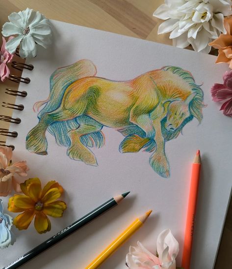 Tell me a horse breed and a colour, perhaps I'll be inspired? 🥰😘🙏🏼 #horseillustration #colouredpencilart #artezacoloredpencils @artezaofficial Cool Horses, Sketchbook Colored Pencil, Cute Horse Illustration, Cute Horse Drawing, Drawing Ideas Color, Colorful Horse Art, Coloured Pencil Art, Horse Colours, Colourful Animals