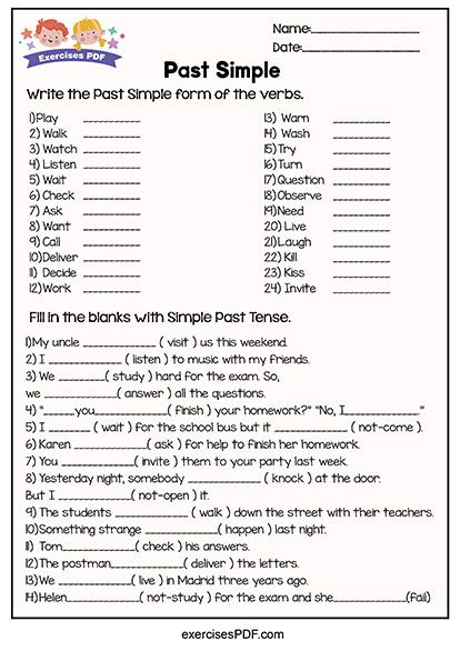 English Conversation Worksheets, Simple Past Tense Worksheet, Past Simple Tense, Tense Worksheet, Past Tense Worksheet, Tenses Exercises, Materi Bahasa Inggris, English Grammar Exercises, Simple Past