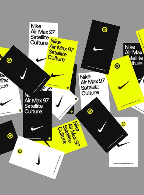 Hang Tag Design, Nike Max, Box Packaging Design, Tag Design, Website Branding, Black And Yellow, Nike Air Max 97, Brand Identity Design, Name Cards