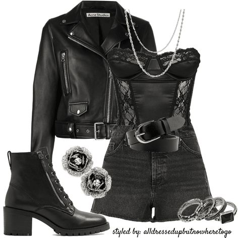 Rocker Style Aesthetic, Rocker Outfit Aesthetic, 80s Leather Outfit, Girl Rocker Outfit, 80s Fashion Rocker Women, 80s Rock Outfits Women, 80s Rockstar Outfit For Women, Biker Girl Aesthetic Outfits, Rockstar Style Women Outfit