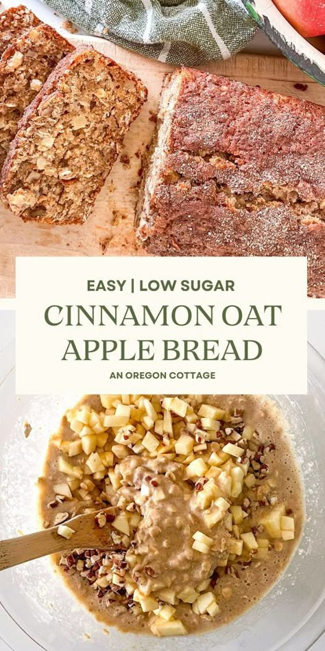 This easy cinnamon oat apple bread is unbelievably tender and sweetened with natural honey! A foolproof recipe bursting with juicy apples, fragrant cinnamon, and a touch of honey, this irresistible bread recipe is as simple as it delicious. Serve slices for breakfast, snacks or a light dessert. Who knew healthy could taste so good? Healthy Apple Bread Oatmeal, Apple Oat Bread Recipe, Liver Healthy Desserts, Healthy Oatmeal Bread Recipes, Healthy Desserts With Honey, Apple Cinnamon Oat Bread, Apple Bread Oat Flour, Healthy Sweet Bread Recipes, Baking Recipes With Oats