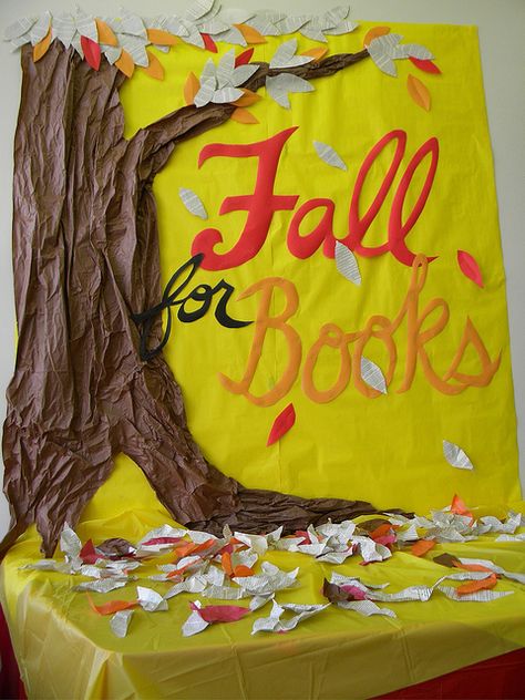 Fall for Books by gleestormont, via Flickr Fall Library Displays, Bulletin Ideas, Winter Bulletin, School Library Displays, Fall Books, Library Bulletin Board, Reading Bulletin Boards, Library Book Displays, Fall Bulletin Boards