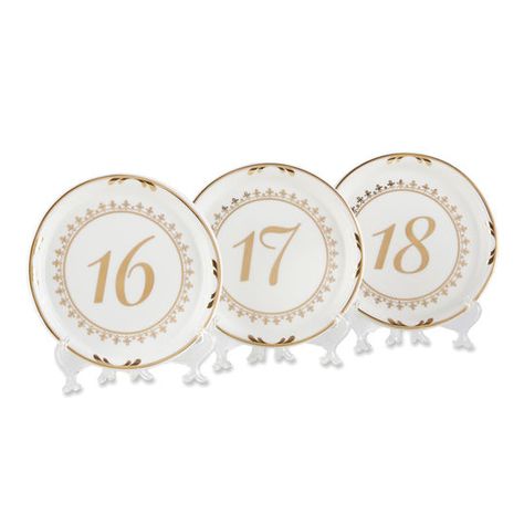 Kate Aspen Tea Time Vintage Plate Table Numbers (13 to 18) Bridal Shower Vintage, Vintage Table Numbers, Table Number Place Cards, Shower Vintage, Elegant Wedding Themes, Tea Party Bridal, Bridal Shower Inspiration, Tea Party Bridal Shower, Geometric Wedding