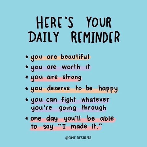 Thought of the day Here’s your daily reminder • You are beautiful • You are worth it • You are strong • You deserve your be happy • You can fight whatever you are going through • One day you’ll be able to say I made it . . .  #BNightsCRPS  #CRPS #crpsawareness #crpswarrior #crpslife #crpssupport #chronicpain #chronicpainwarrior #chronicpainlife #chronicpainawareness #chronicpainmanagement #chronicpainquotes #chronicpainsupport #chronicillness #chronicallyill  #chronicillnessmemes #chronicillness Postpartum Affirmations, Mirror Quotes, End Of The Week, Better Version, Daily Reminders, Empowerment Quotes, Prayer Warrior, Positive Self Affirmations, Love Is