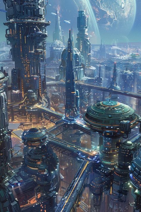 Futuristic City Utopia, Space Fiction, Mystic Places, Ville Cyberpunk, Dystopian Art, Scifi City, Future Society, Sci Fi Rpg, Sci Fi Architecture