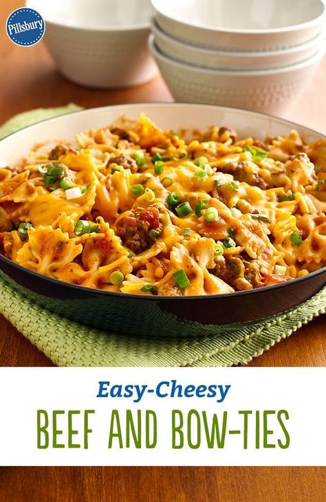 Bow Tie Pasta Recipe, Easy Cheap Dinner Recipes, Beef Pasta Recipes, Hamburger Dishes, Bow Tie Pasta, Vegetarian Recipes Dinner Healthy, One Dish Dinners, Bowtie Pasta, Easy Cheesy