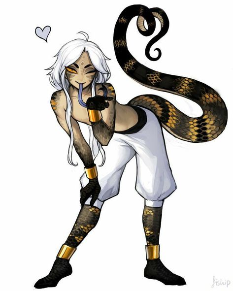 Snake Girl, Monster Characters, Fantasy Creatures Art, Mythical Creatures Art, Cute Monsters, Creature Concept Art, A Snake, Arte Fantasy, 영감을 주는 캐릭터