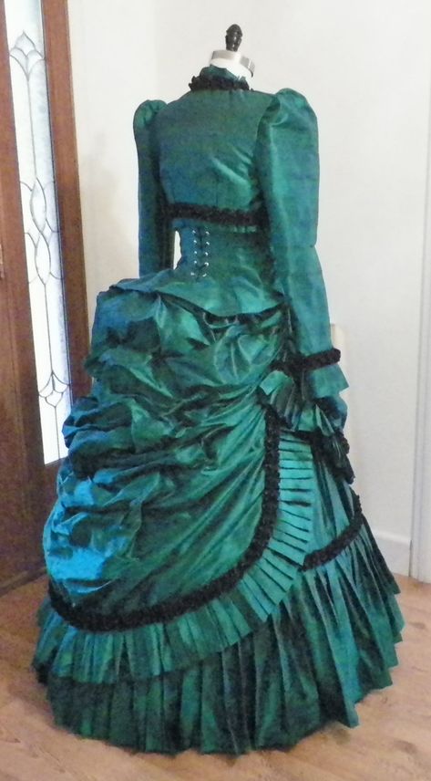 Victorian Bustle Dress, Steampunk Dress, Bustle Dress, Wedding Dress, 18th Century Dress, 1800s Dress, Vampire Interview Dress, handmade Teal Victorian Dress, Victorian Dress Layers, 1870s Evening Dress, Victorian Dress Green, Wedding Dress 18th Century, Dresses From The 1800s, Green Victorian Dress, Steam Punk Dress, 1800 Dress