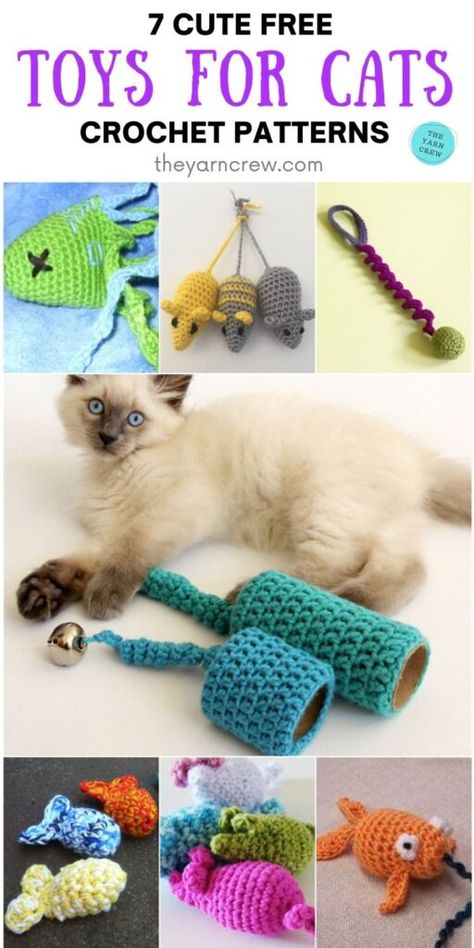 Crocheted Cat Toys Free Pattern, Crochet Cat Nip Toys, Catnip Crochet Toy, Cat Nip Toys Diy Crochet, Free Crochet Cat Toy Patterns, Cat Toys Crochet Pattern Free, Cat Crochet Toys, Crochet Projects For Pets, Diy Cat Enrichment Toys