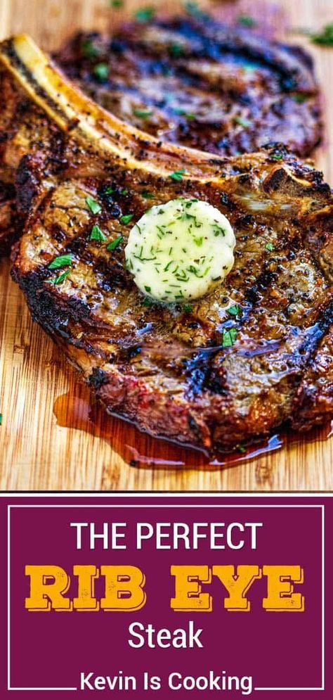 These Perfect Rib Eye Steaks have a seasoning that includes dill seed and orange zest and after grilling is topped with compound butter. Steak lover heaven! Rib Eye Seasoning, Rib Eye Steak Recipes Oven, Rib Eye Steaks, Steak Toppings, Season Steak Recipes, Rib Eye Recipes, Stove Top Grill, Steak In Oven, Grilled Ribeye