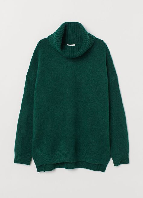 H&M Knit Cowl-Neck Sweater Dark Green Sweater, Loose Knit Sweaters, Steve Harrington, Knit Cowl, Hooded Shirt, Cardigan Sweaters For Women, Warm Outfits, Alternative Outfits, Girls Fashion Clothes