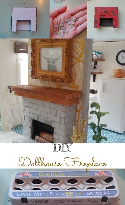 DIY Dollhouse Fireplace Make Your Own Doll House Furniture, Dollhouse Furniture Diy How To Make, Diy Doll Fireplace, Dollhouse Diy Fireplace, Diy Miniature Fireplace, Diy Barbie Fireplace, Diy Mouse House Furniture, Doll House Fireplace Diy, How To Make Dollhouse Furniture