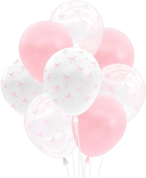 Amazon.com: xo, Fetti Party Decorations Pink Latex Bow Balloons - 24 pk, 12" | Bachelorette Decorations, Bow Theme Birthday Party, Bridal Engagement Decor, Coquette Cute Supplies : Home & Kitchen Bow Decorations For Birthday, Sweet 16 Bow Theme, Birthday Bow Theme, Pink Bows Baby Shower, Pink Bow Decor, Pastel Pink Birthday Theme, Birthday Themes Pink, Coquette Party Ideas, Bow Birthday Theme