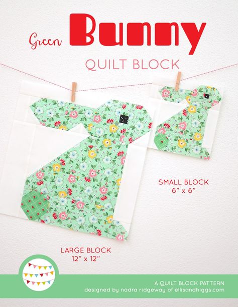 Bunny Quilt Pattern Bunny Quilt Patterns Free, Rabbit Quilt Block, Bunny Quilt Block, Bunny Blocks, Rabbit Quilt, Easter Quilt, Standing Bunny, Colchas Quilting, Green Bunny