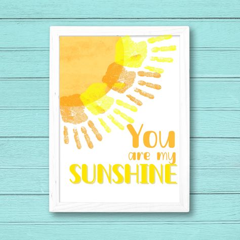 Spring Sunshine Handprint Art - Kids Craft - Daycare, Preschool Activity - You are My Sunshine - 8.5"x11" - Printable Instant Download PDF by LittleDoodlePrintsCo on Etsy Yellow Handprint Craft, Handprint Sun, Sunshine Handprint, Poppy Crafts, Handprint Art Kids, Art Soleil, Toddler Teacher, Spring Sunshine, Daycare Activities