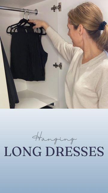 Sophie on Instagram: "Hanging your long dresses This method has made such a difference to my wardrobe Happy Friday! @what.sophie.does #foldingclothes #folding #wardrobegoals #closetgoals #organised #organisedmum #organisedhome #hangingclothes #maxidress" Hang Long Dresses In Closet, How To Hang Long Dresses In Closet, Organised Mum, Diy Clothes Life Hacks, Closet Goals, Hanging Clothes, Folding Clothes, My Wardrobe, Wardrobe Style