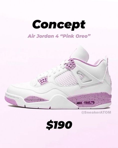 SneakerATOM on Instagram: "Air Jordan 4 “Pink Oreo”. Who wishes to see a release for Valentine's Day?💕 - Need help buying exclusive sneakers for retail price? Join @SneakerATOM. Link in BIO🔥 - This is a sneaker concept design by @SneakerATOM*" Jordans 4, Cute Jordans, Jordan 4 White, Pink Jordans, Boty Nike, Nike Shoes Girls, Nike Fashion Shoes, Jordan Shoes Girls, Pretty Shoes Sneakers