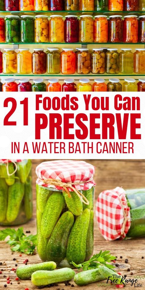 Canning Veggies Water Bath, Things You Can Water Bath Can, Water Bath Canning Jam Recipes, Hot Bath Canning Recipes, Water Bath Canning Food List, What Can I Water Bath Can, Water Bath Canning Recipes Vegetables, Canning For Dummies, Water Bath Pickles