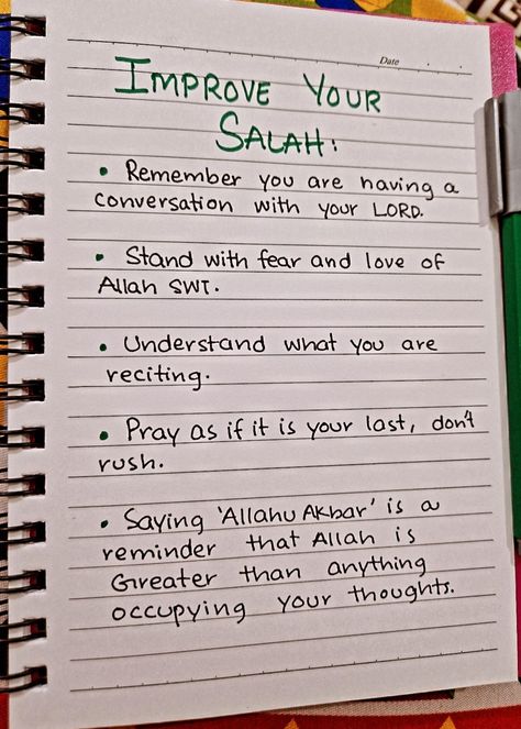 How To Make Quran Journal, Motivation For Hifz, How To Do Quran Journaling, Self Love In Islam, Islamic To Do List, Islamic Notes Aesthetic, Quran Notes Journal, Salah Journal, Quran Journaling Ideas For Beginners