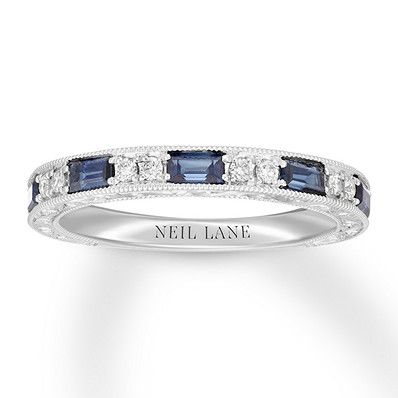 Sapphire Anniversary Band, Anniversary Bands For Her, Sapphire Anniversary Ring, Sapphire Anniversary, Sapphire And Diamond Band, Neil Lane, Sapphire Wedding Band, Sterling Silver Jewelry Rings, Sapphire Band