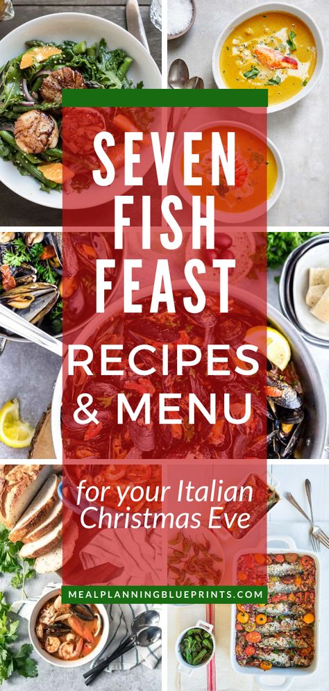 Italian Seven Fish Dinner, Family Feast Ideas, Seven Fishes Dinner, Traditional Italian Dishes Recipes, Feast Of The Seven Fishes Side Dishes, Feast Of The Seven Fishes Menu Families, Seafood Recipes For Christmas Dinner, Feast Of The 7 Fishes, Italian Feast Of The Seven Fishes