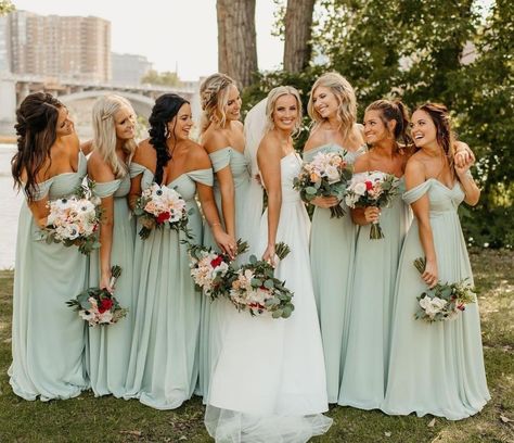 Azazie Real women in real weddings, wearing affordable and size inclusive bridesmaid dresses. Tag us on Instagram @azazieofficial or #Azazie for a chance to be featured!💕 Bridesmaid Dresses Dusty Sage, Sage Bridesmaid Dresses, Sage Green Bridesmaid Dress, Green Themed Wedding, Green Wedding Colors, Bridesmaid Colors, Dusty Sage, Sage Wedding, Sage Green Wedding