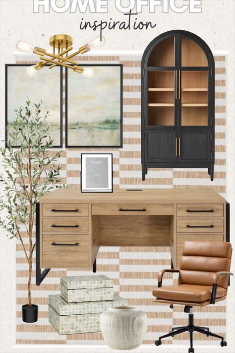 Mason Modern Wood Laminate Office … curated on LTK Organic Modern Guest Room Office, Modern Farm Office, Black And Neutral Home Office, Office Modern Organic, Joanna Gaines Home Office, Office And Storage Room Ideas, Earthy Modern Office, Light And Airy Home Office, Organic Modern Office Design