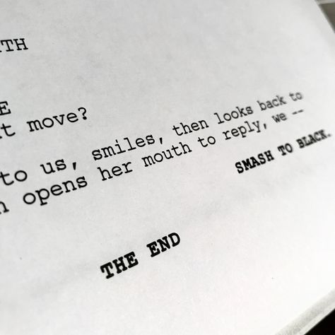 My two favorite words in any script I write (yes, this is just the first draft… But I’m still happy to reach “The End”)...#writer #awriterslife #writtenby #screenplay #screenwriter #screenwriting #writtenby #television #filmscript #script #tvscript #dialogue #closeup #thebiz #showbiz #tv #movie #film #pages #creative #finaldraft #computer #fadein #scene #character #action #hollywood #losangeles #lalife #hollywoodlife #theend Writing A Script Aesthetic, Writing Scripts Aesthetic, Screenplay Writer Aesthetic, Script Movie Aesthetic, Tv Writer Aesthetic, Writing Screenplay Aesthetic, Play Script Aesthetic, Movie Writer Aesthetic, Screenplay Writing Aesthetic