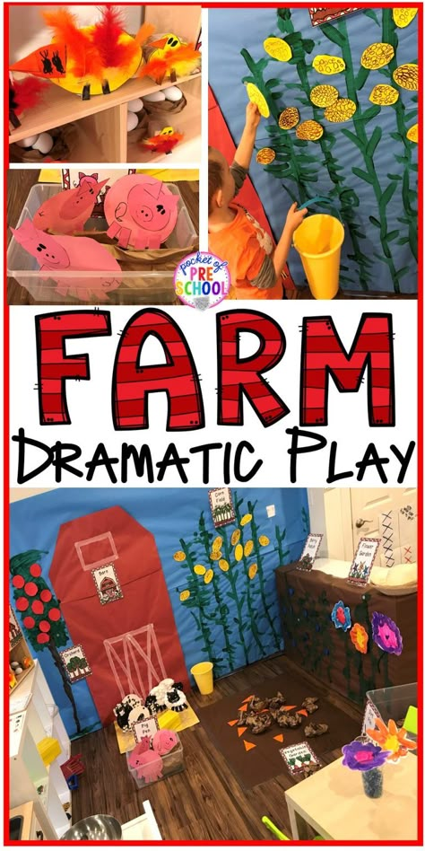 Farm Dramatic Play, Dramatic Play Centers Preschool, Farm Theme Preschool Activities, Farm Kindergarten, Farm Classroom Theme, Farm Activities Preschool, Dramatic Play Activities, Farm Lessons, Pocket Of Preschool