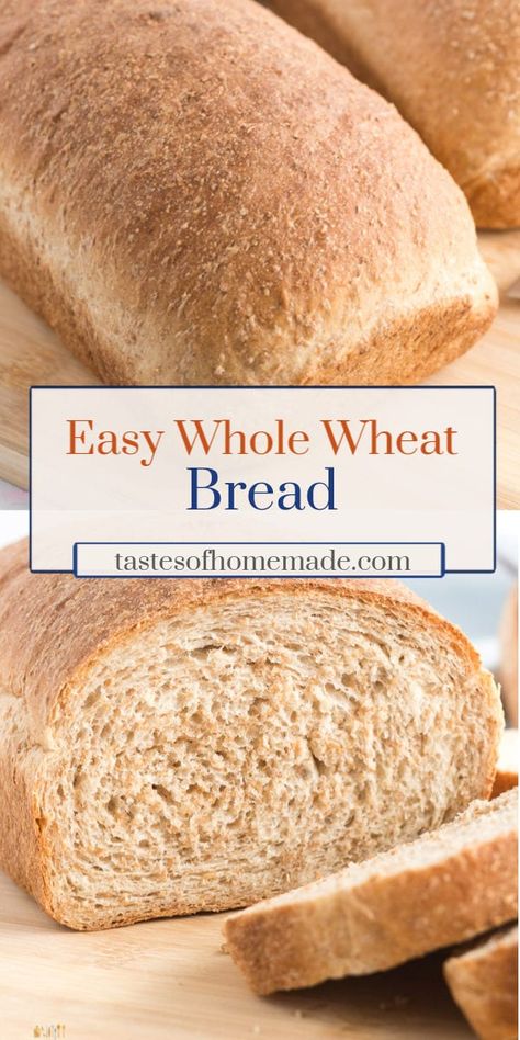 Easy Whole Wheat Bread, Easy Yeast Bread, Honey Whole Wheat Bread, Homemade Whole Wheat Bread, Wheat Flour Recipes, Sandwich Toast, 100 Whole Wheat Bread, Honey Wheat Bread, Oven Bread