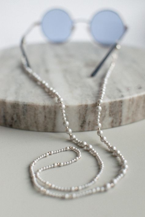 Silver Pearl Chain Silver Beads Sunglasses Chain Eyewear Jewellery Trendy Eyewear Accessory Summer Jewellery by dextellaaccessories on Etsy Pearl Sunglasses Chain, Glasses Accessories Chain, Beads Sunglasses, Beaded Sunglasses Chain, Sunglasses Chains, Beaded Sunglasses, Trendy Eyewear, Eyewear Chain, Summer Jewellery