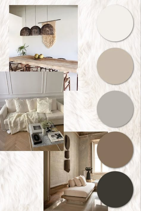 White Cream Grey Color Palette, Neutral Color Scheme Interior Design, Modern Organic Moodboard, Modern Bright Interior Design, Living Room Designs Natural Colors, Beige Moodboard Interior Design, Taupe Mood Board Color Palettes, Nuetral Pallete Interior Design, Scandinavian Interior Colour Palettes