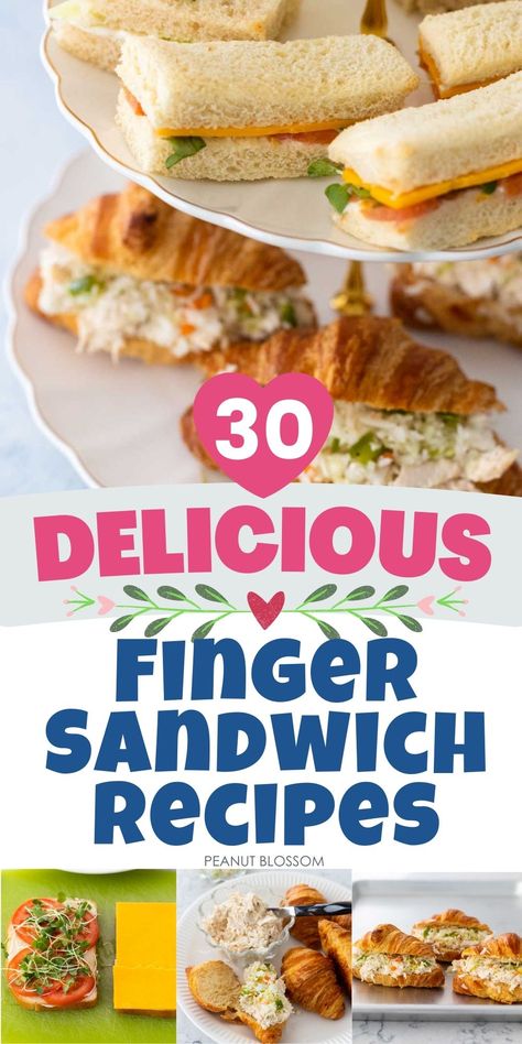 30 Delicious Finger Sandwich Recipes Finger Sandwich Recipes, Easy Finger Sandwiches, Sandwich Pairings, Party Sandwiches Recipes, Tea Party Sandwiches Recipes, Finger Sandwich, Kid Sandwiches, Tea Party Sandwiches, Tea Sandwiches Recipes