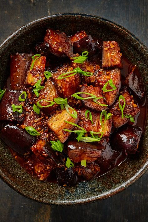 Ken Hom's braised spicy aubergine recipe is a quick and easy dish full of flavour and makes a perfect vegetarian or vegan midweek dinner. Sichuan peppercorns provide an aromatic numbing heat which is complemented by Lee Kum Kee's fiery Chiu Chow chilli oil. Aubergine Recipe, Recipes With Soy Sauce, Chilli Oil, Great British Chefs, Soy Recipes, Eggplant Recipes, Easy Dishes, Seasoning Recipes, Vegetable Dishes