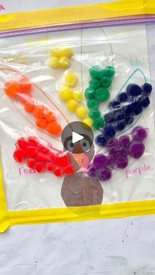 7.2K views · 296 reactions | Did you know you can combine color sorting and sensory play with a fun Thanksgiving twist? 🦃🎨 This Turkey sensory bag uses colorful pom poms for a hands-on activity that helps kids practice sorting while engaging their senses. A perfect way to celebrate and learn! #TurkeyCraft #SensoryPlay #ColorSorting #CreativeKids | Mandisa | Happy Toddler Playtime | Lunatic Souls · 단발머리 5 Senses Activities, Sensory Activities For Preschoolers, Turkey Activity, Sensory Bag, Senses Activities, Thanksgiving Preschool, Turkey Craft, Diy Science, Daycare Activities