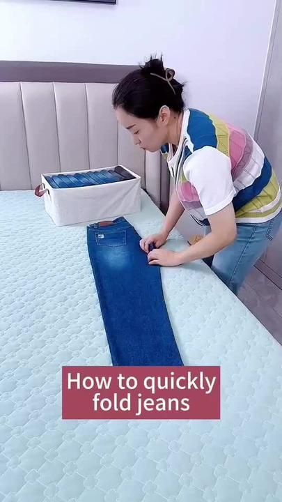 How to fold jeans🥰🥰#storagehacks #jeansfolding #howtofold #fyp #clea... | How To Fold Jeans | TikTok Folding Organization, How To Fold Jeans, Laundry Diy, Konmari Folding, Folding Jeans, Packing Folding, Travel Life Hacks, Packing Hacks Clothes, Origami Love